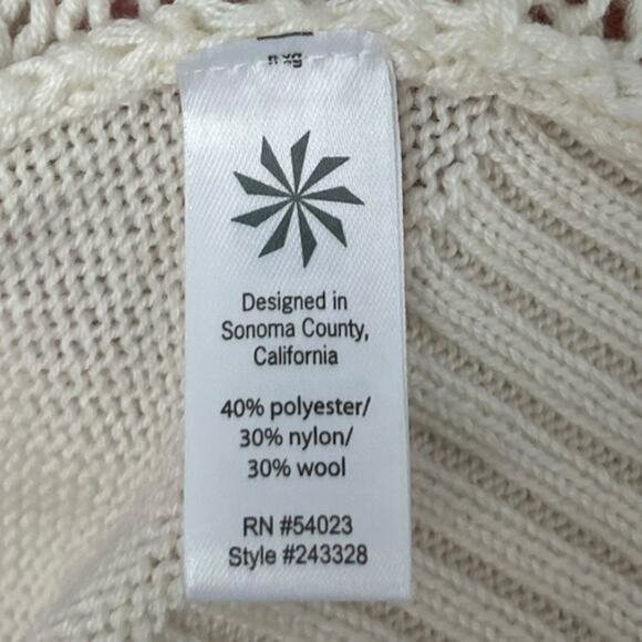 Athleta Cable Knit Montara Sweater Women's Large Raglan Sleeve Wool Cream Grey - Picture 4 of 5